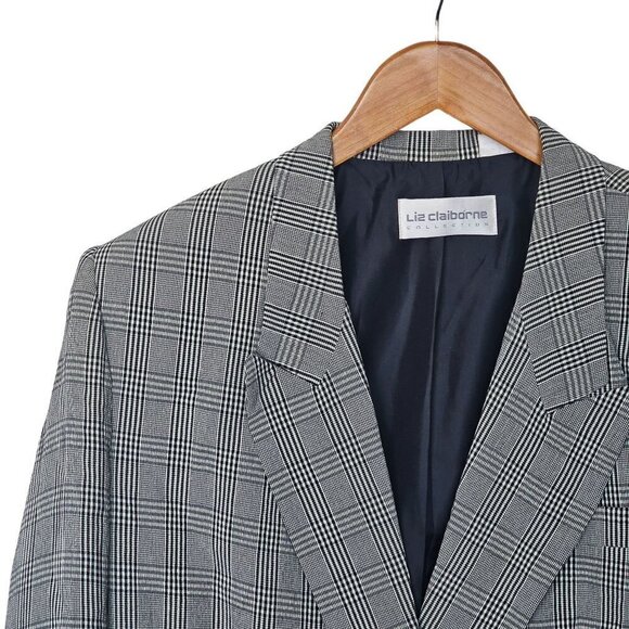 Liz Claiborne Vintage Oversized Classic Doubled Breasted Blazer Plaid Women's 8 - Picture 14 of 14